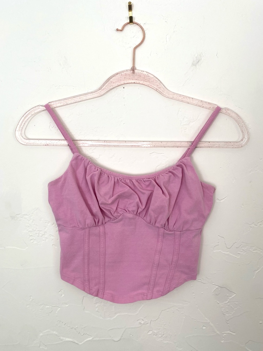 Hollister Small Pink Ruched Bustier Corset Style Crop Top Tank Top Babydoll